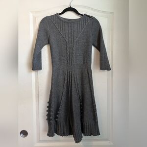 Charcoal gray fit n flare sweater dress